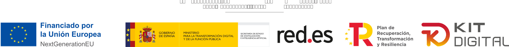 Logos Programa Kit Digital: Gobierno de España; red.es, kit digital, R, Financiado por la Unión Europea