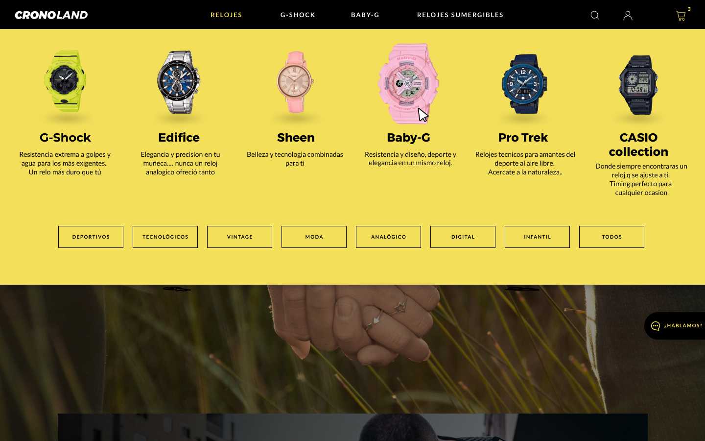 Cronoland web menu marcas