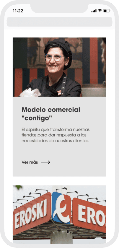 Grupo Eroski mockup web móvil componentes navegación