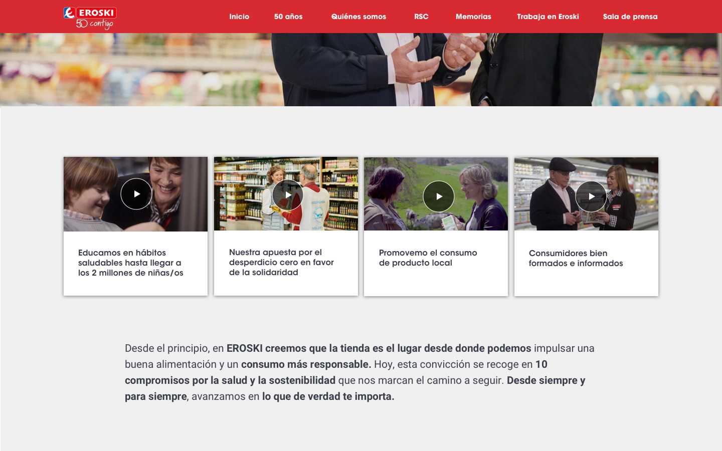 Grupo Eroski web videos valores