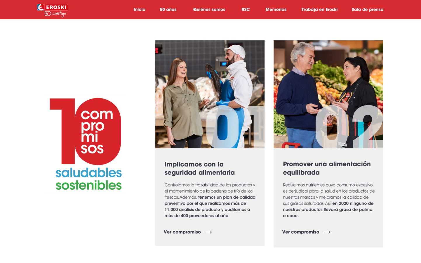 Grupo Eroski web 10 compromisos saludables sostenibles