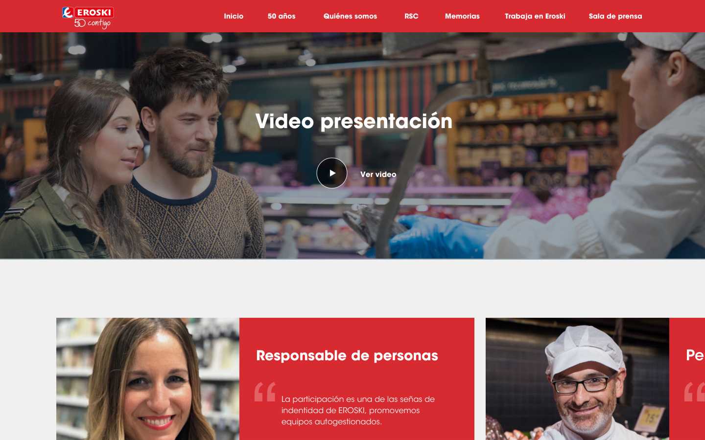 Grupo Eroski web corporative landing page