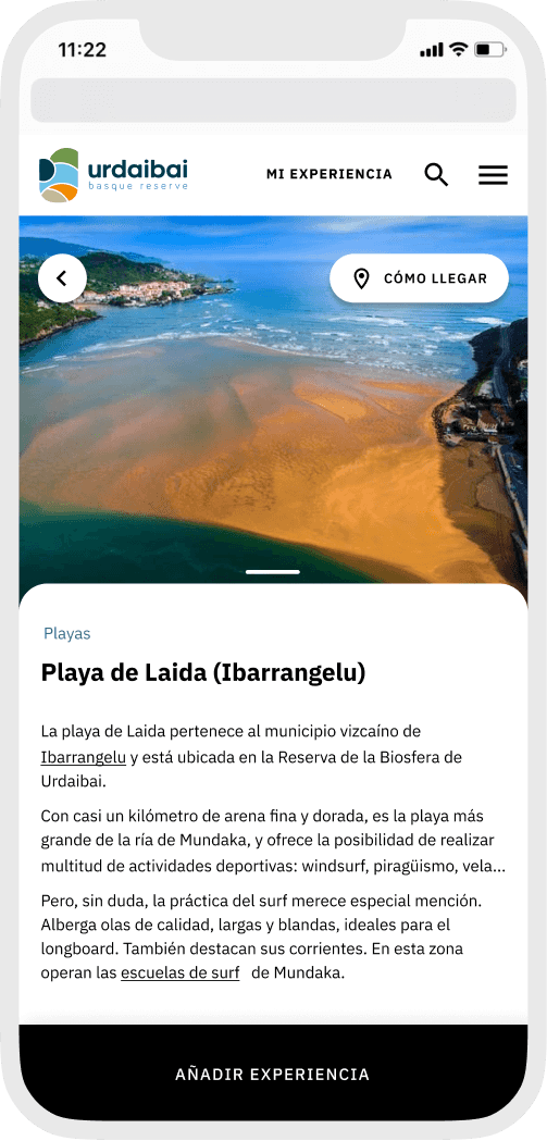 Visor Urdaibai mockup webapp beach