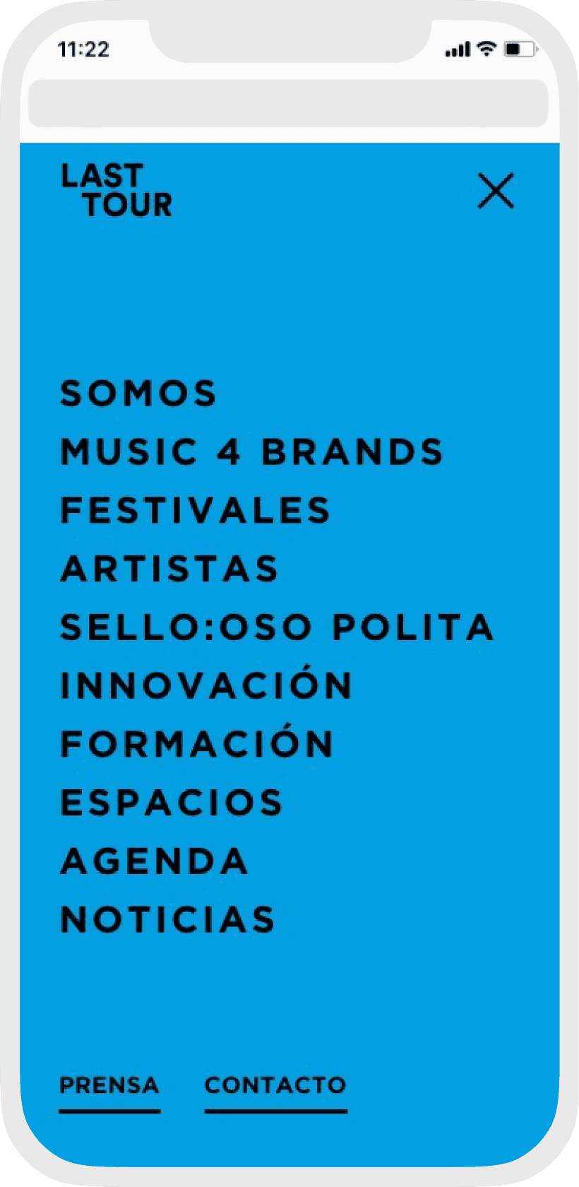 Last Tour mockup mobile menu