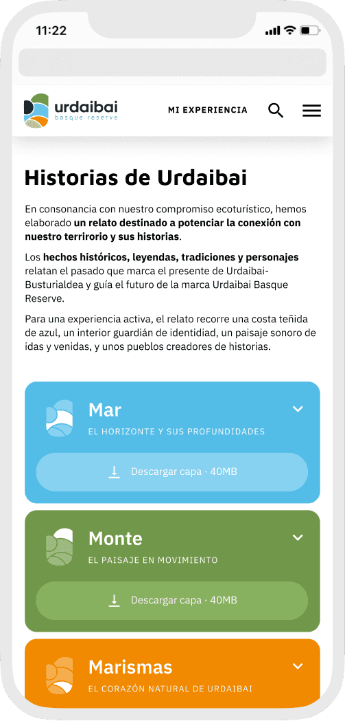 Visor Urdaibai mockup webapp historias