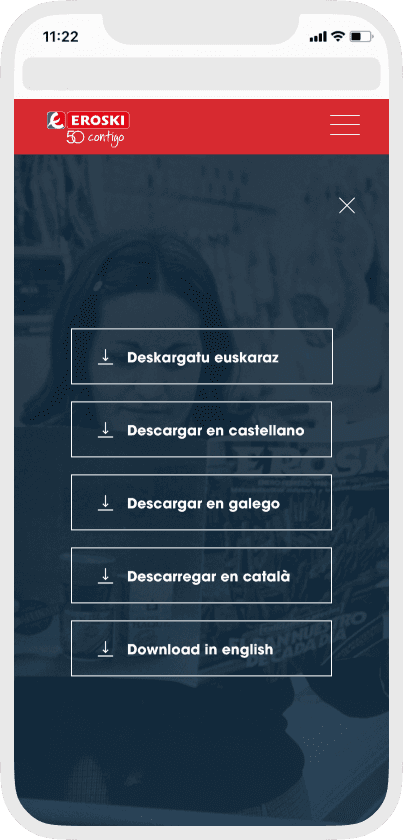 Grupo Eroski web mobile mockup book download chapters