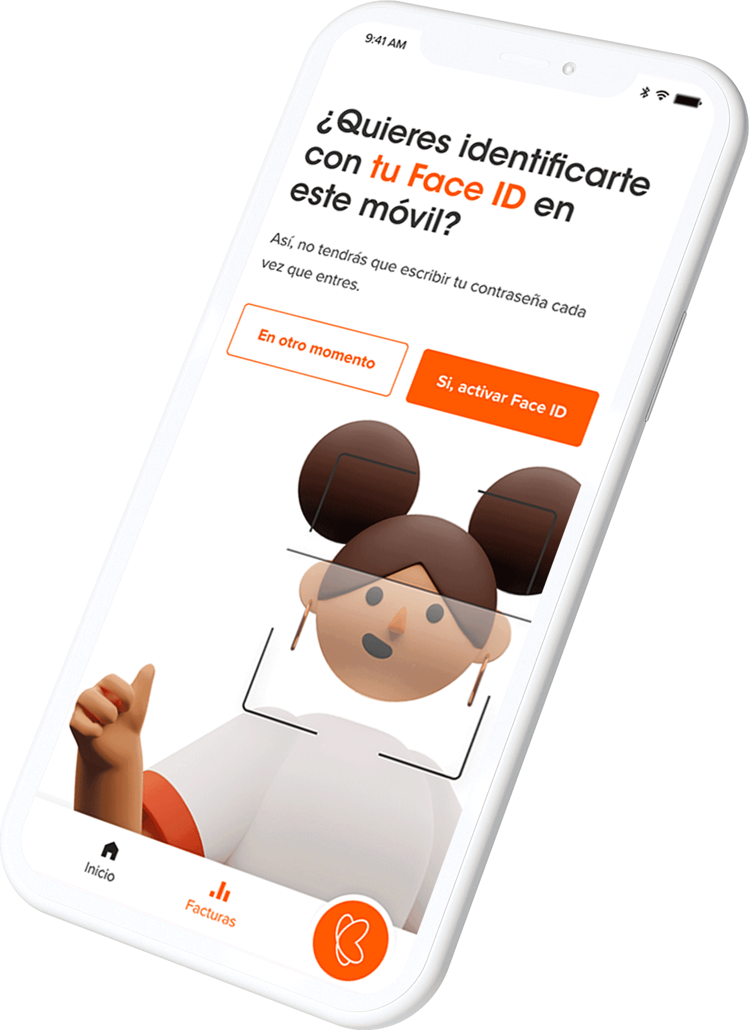 Euskaltel app mockup face Id