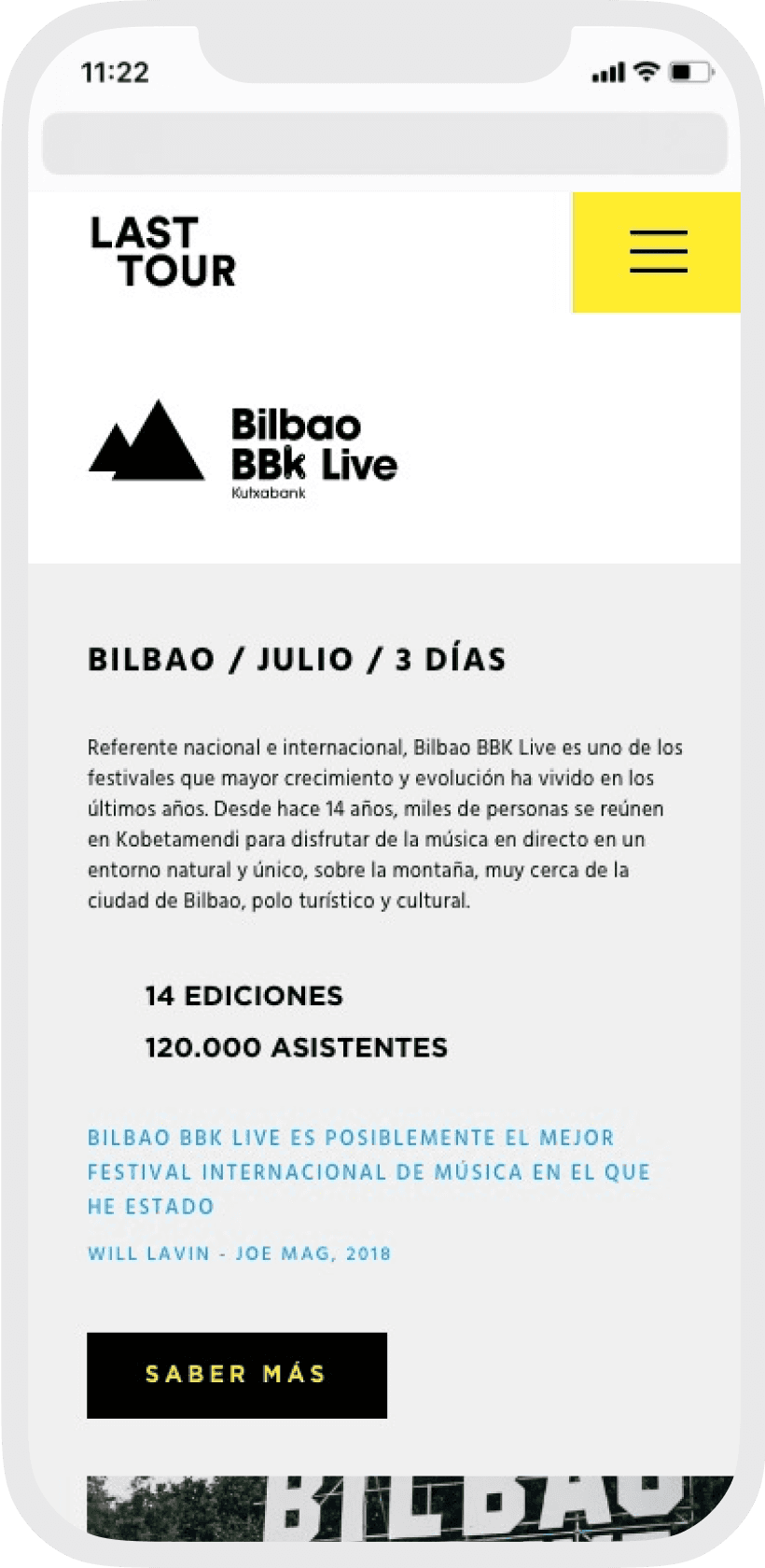 Last Tour web mobile BBK Live information