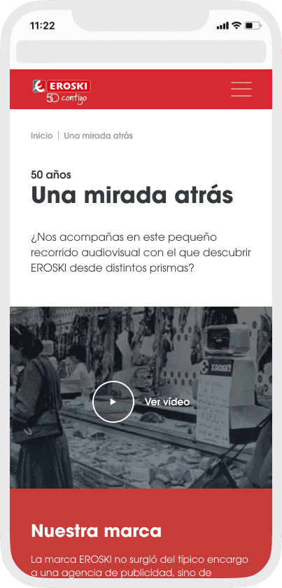 Grupo Eroski mockup web mobile a look back