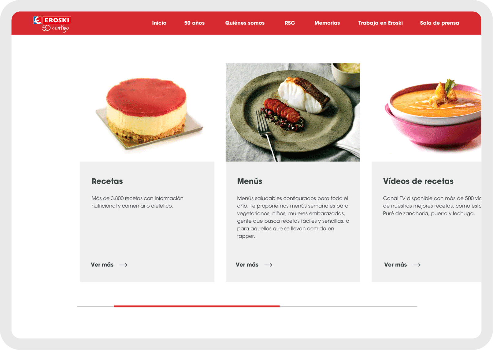 Grupo Eroski web slider recipies